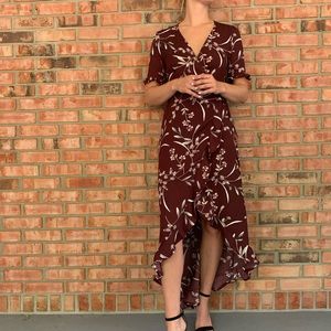 Lulu’s Maroon High Low Wrap Dress